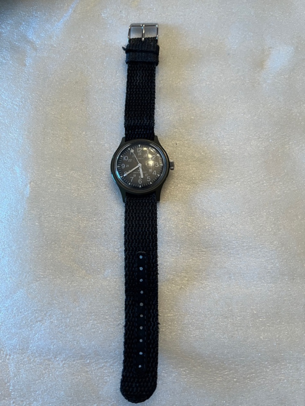 Vintage Timex Black Nylon Strap Field Watch